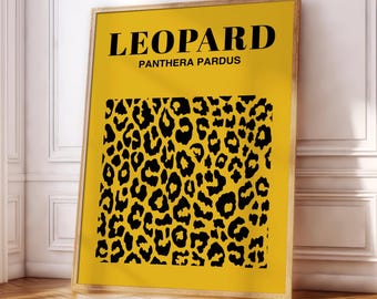 Leopard Poster Print | Pink Grey White Black | Digital Prints | Gallery Wall | Living Room/Bedroom/Kitchen Wall Art | 4x6/A5/A4/A3/A2/A1