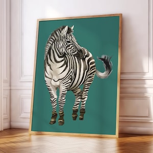 Póster con estampado de cebra, rosa, verde, plantas silvestres, jungla, estilo bohemio, galería de pared, arte de pared para sala de estar, dormitorio y cocina, tamaño A5, A4, A3, A2, A1 y A0