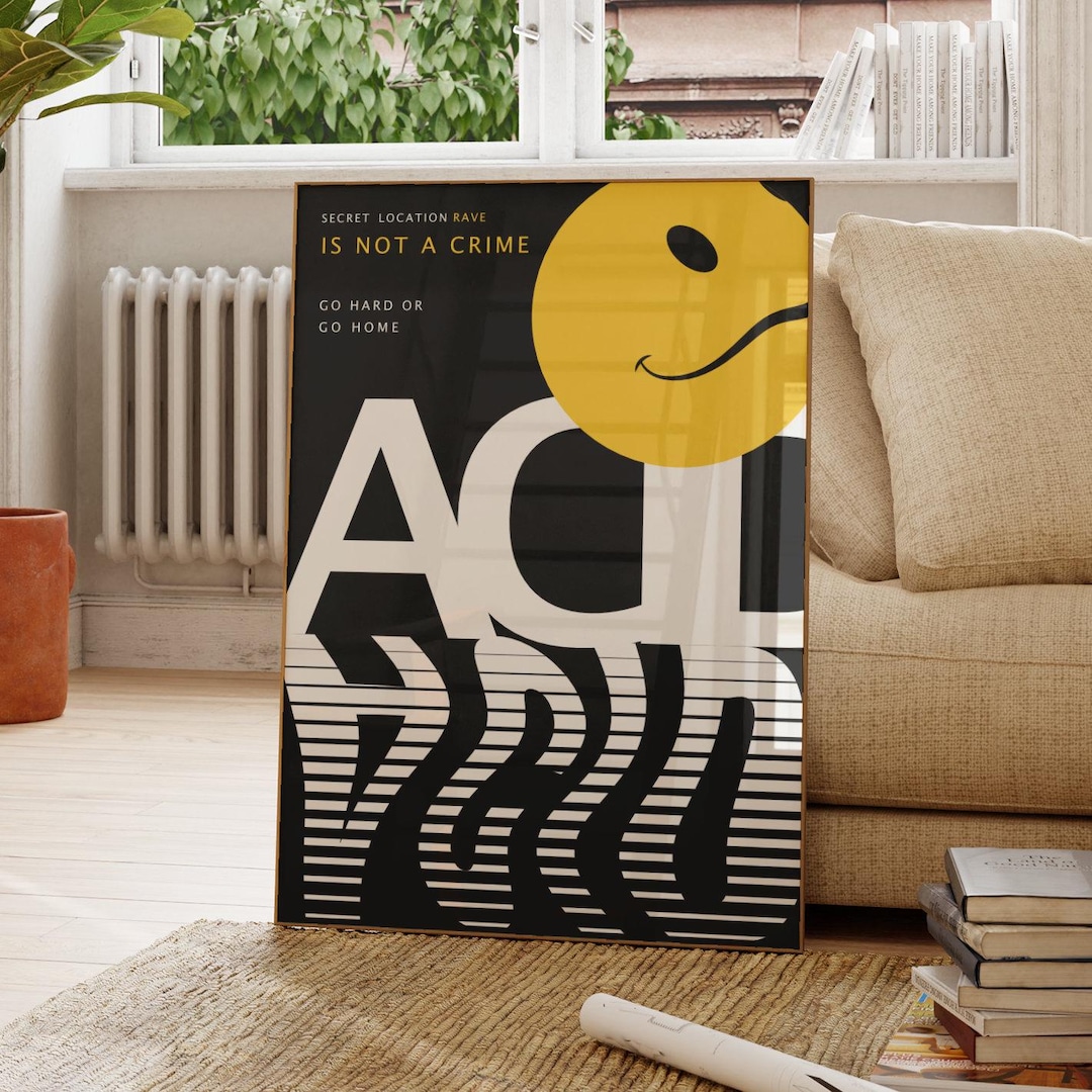 Acid House 90's Rave Inspired Poster | Ecstasy | Mushrooms | 90's Rave ...