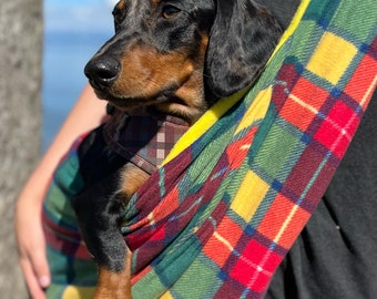 Fleece Dachshund Carry Sling, Small Dog Carrier, Comfortable Pet Sling