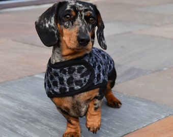 Abrigo gris Leopard Dachshund - Abrigo para perros de ajuste personalizado