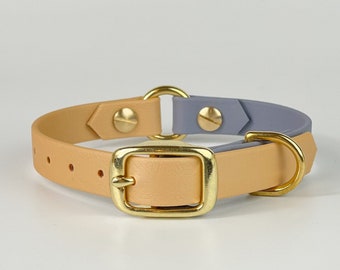 Unique BioThane Collar, Grey and Light Gold Dog Collar, Dog Collar, Luxury Dog Collar, Waterproof Dog Collar