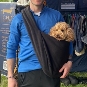 Dachshund Sling Carrier | Hands-Free Fleece Small Dog Snuggle Tote Bag