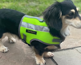 No Rub Dachshund Harness with High Visibility Strips, Breathable Mesh Fabric