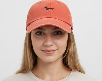 Dachshund Embroidered Baseball Cap, Minimalist Sausage Dog Hat, Dog Mum Dad Gift