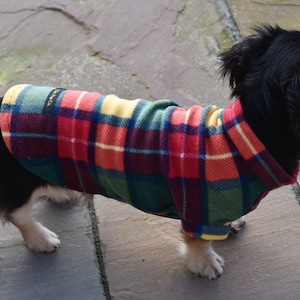 Tartan Dachshund Fleece Jumper: Custom Fit Dog Coat