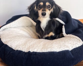 Personalized Dachshund Bed Cave: Sherpa Fleece Dog Pocket Bed