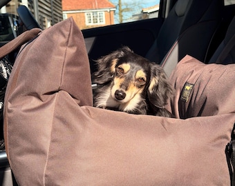 Luxury Dog Car Seat for Dachshunds - Waterproof With Carry Handles for Comfort and Safety