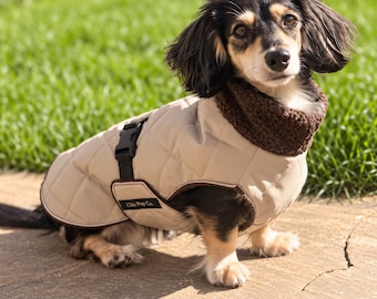 Waterproof Dachshund Coat, Extra Warm Sherpa Fleece Lining, Winter Sausage Dog Coat