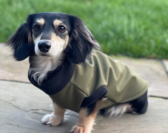 Waterproof Dachshund Fleece Jumper, Zipper Coat For Small Dogs