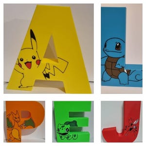 Letras temáticas de Pokémon, montadas na parede ou independentes