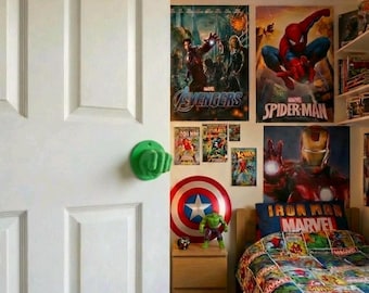 3D Printed Hulk Fist Door Handle – Green Comic Book Decor