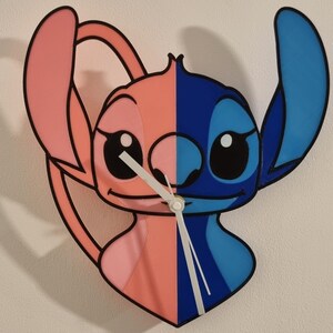 Stitch and angel silent clock. wall art for any decor