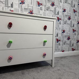 Marvel inspired Superhero Drawer Pulls – Kids Room Cabinet Knobs – Nursery Decor – Avengers, SpiderMan,Captain America – Comic Book Hardware
