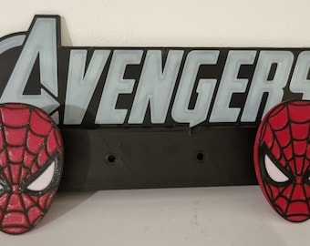 Perchero personalizado con temática de Los Vengadores, Spiderman, Hulk, Iron Man, Pantera Negra