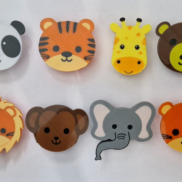 Custom animal Safari character themed nursery drawer knobs