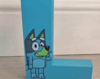 Bluey themed letters, wall mounted.