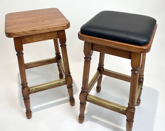 Stools in oak, Hand made Counter height stool, Stools in farmhouse style, Home bar furniture, Kitchen stools, Counter stools,
