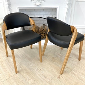 Silla de comedor tapizada de cuero suave de alta calidad, silla de comedor de roble macizo hecha a mano, sillas de madera, sillas de comedor personalizadas
