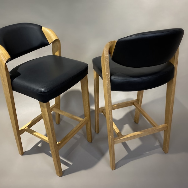 Upholstered Counter height stools in Leather, Modern Barstool, Custom Height Counter Stools, Bar Chairs, Stylish Bar Stools