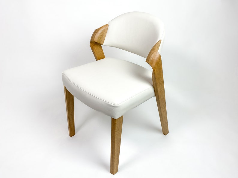 Unique handmade dining chairs made of solid oak and soft leather, chairs for dining room, desk chair, leather chairs, dine table and chair image 9