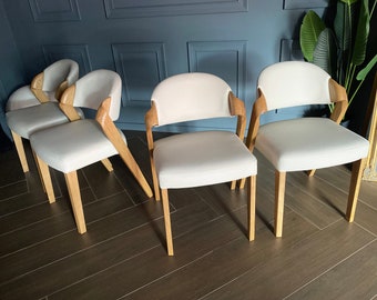 Cadeira de jantar personalizada "ANDY", cadeira estofada feita à mão em couro, cadeiras contemporâneas para mesa de jantar, cadeiras ergonômicas modernas