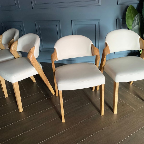 Benutzerdefinierter Esszimmerstuhl ""ANDY", gepolsterter handgefertigter Stuhl aus Leder, zeitgenössische Stühle für Esstisch, moderne ergonomische Stühle."