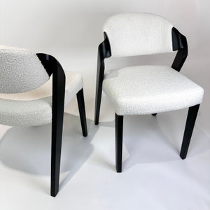 Contemporary Upholstered Dining Chairs, Fully Handcrafted Side Chairs, Boucle Dining chair Very comfortable chairs for prolonged sitting image 2