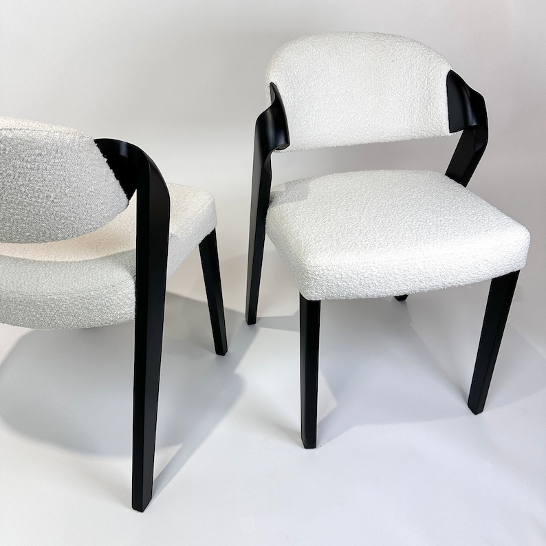 Contemporary Upholstered Dining Chairs, Fully Handcrafted Side Chairs, Boucle Dining chair Very comfortable chairs for prolonged sitting image 2