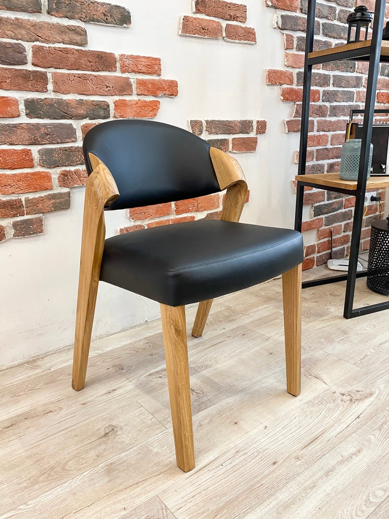 Unique Handmade Dining Chairs Made of Solid Oak and Black Etsy