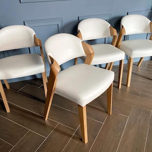 Silla de comedor de madera maciza personalizada, sillas de cocina de roble, silla decorativa, sillas laterales de cuero