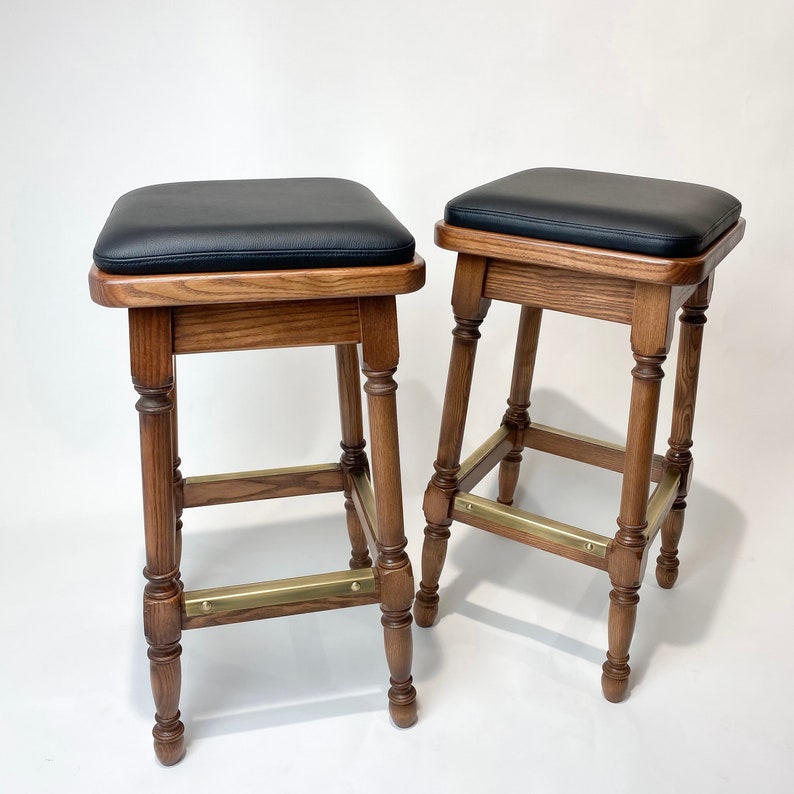 Solid Wood Bar Stools in Oak Counter Height Stool Bar Etsy