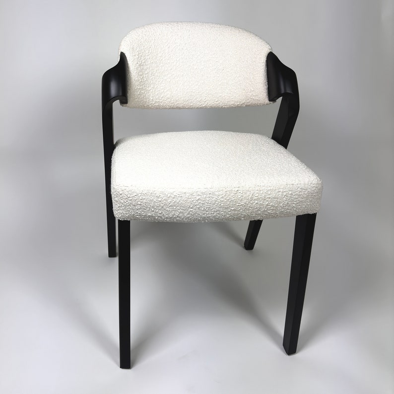 Contemporary Upholstered Dining Chairs, Fully Handcrafted Side Chairs, Boucle Dining chair Very comfortable chairs for prolonged sitting image 3