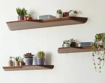 Floating modern shelves made of walnut Rustic Shelf farmhouse Wall decor Rustic shelf Hanging shelf Kitchen shelves Floating wood shelf