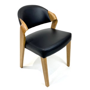White Oak Dining Chair "ANDY" in Soft Black Leather, High Quality Wooden Dining Chairs, Custom Chair for Dining Table, Handcrafted Furniture image 9