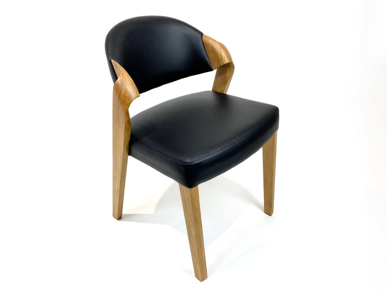 White Oak Dining Chair "ANDY" in Soft Black Leather, High Quality Wooden Dining Chairs, Custom Chair for Dining Table, Handcrafted Furniture image 9