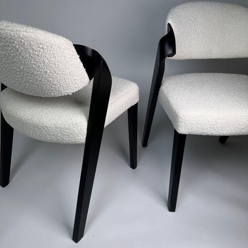 Tapicerowane krzesło "ANDY", krzesła w pełni na zamówienie, krzesła biurowe i ergonomiczne do stylowej jadalni, krzesło akcentowe, krzesła boucle Black