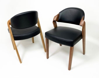Dining chair ANDY Upholostered in Soft Leather, Dining Chairs made to order by hand in Solid Wood, Accent Chairs, Contemporary Chair