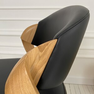 White Oak Dining Chair "ANDY" in Soft Black Leather, High Quality Wooden Dining Chairs, Custom Chair for Dining Table, Handcrafted Furniture image 10