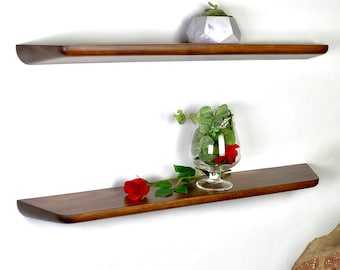 Custom Size Walnut Wood Floating Shelf, Wooden Wall Shelves for living room, Wall shelf, Floating shelves for Living Room, Handcrafted shelf