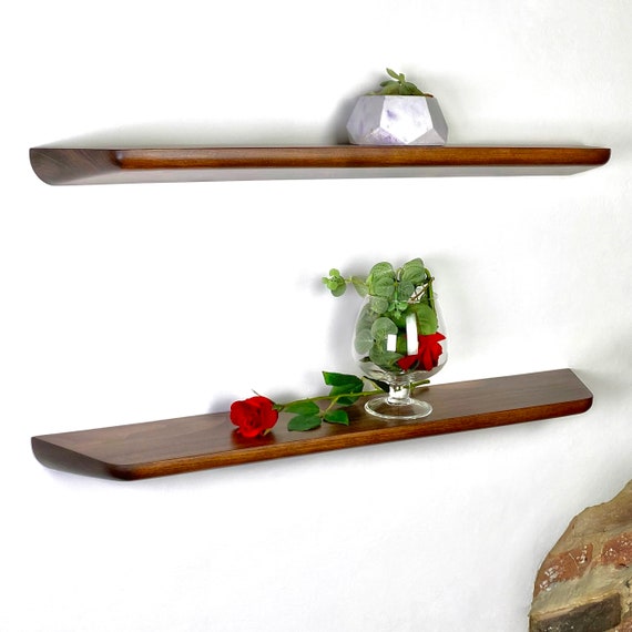 Estantes Flotantes De Nogal, Estante De Pared Moderno, Nogal