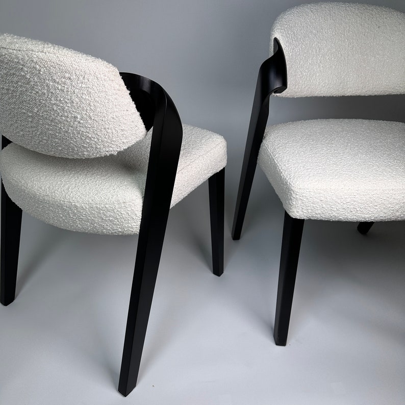 Contemporary Upholstered Dining Chairs, Fully Handcrafted Side Chairs, Boucle Dining chair Very comfortable chairs for prolonged sitting image 6