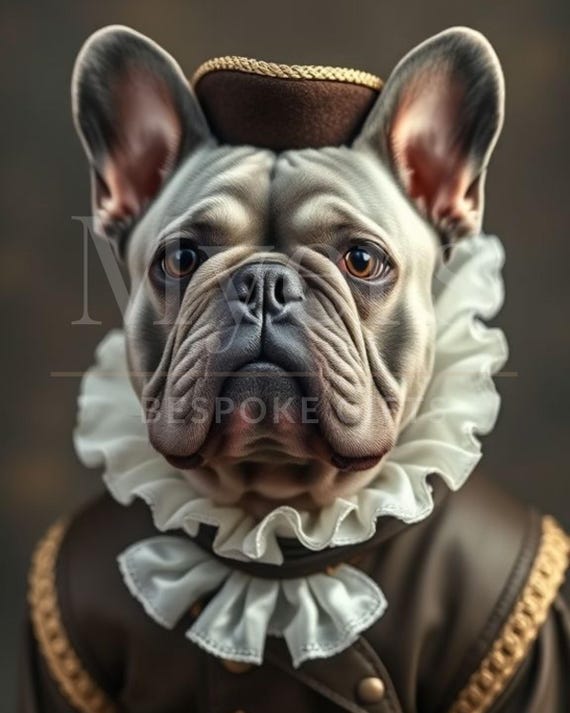 Regal French Bulldog Printable Art Renaissance Dog Portrait