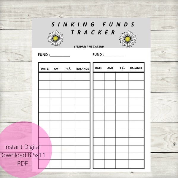 Sinking Funds Tracker, Sinking Funds Log, Sinking Funds Printable