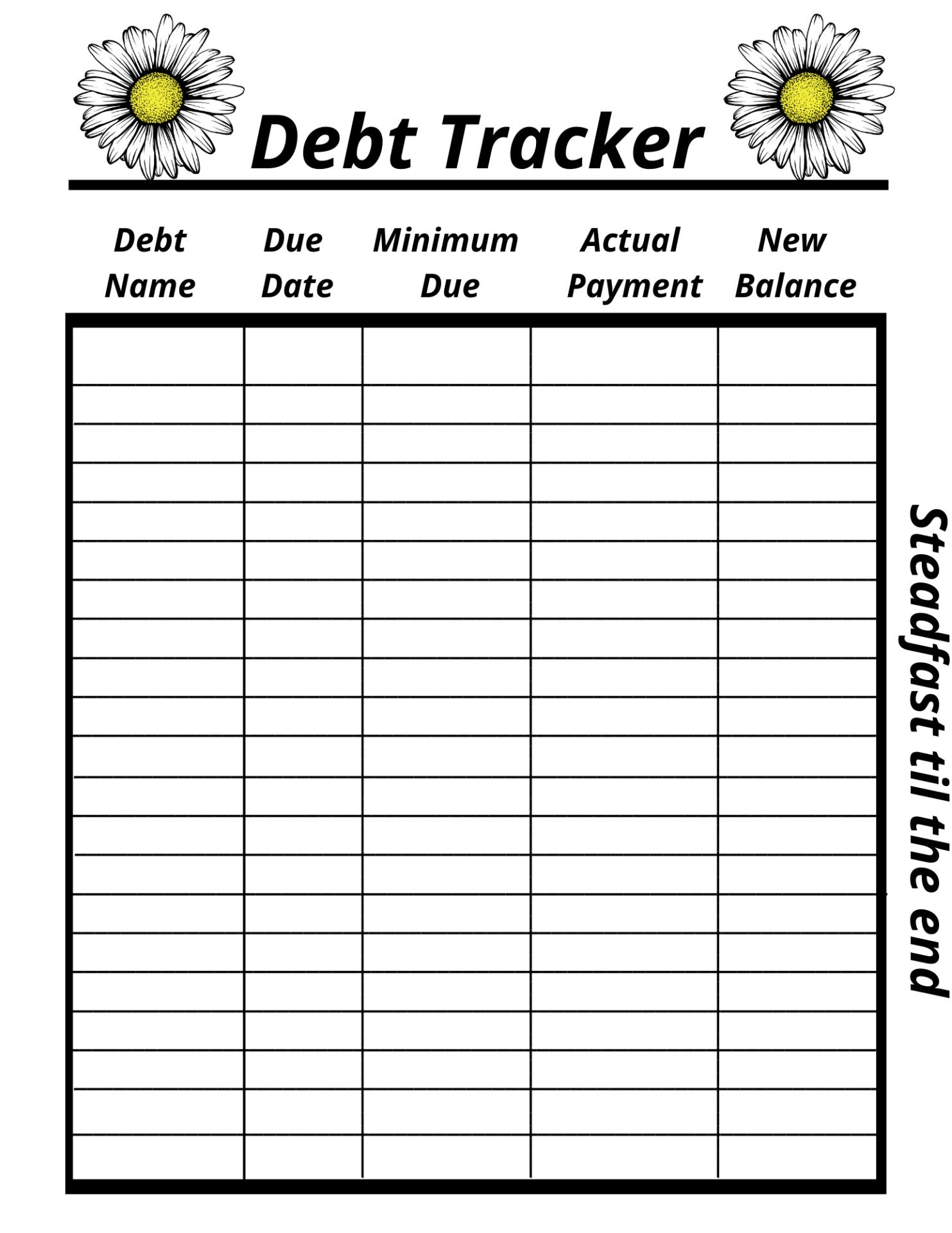 Pdf Debt Tracker Printable Printable Blank World