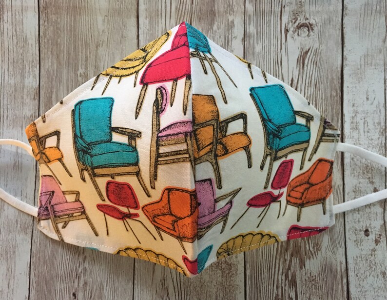 Retro Chairs Triple Layer Fabric Face Mask Etsy