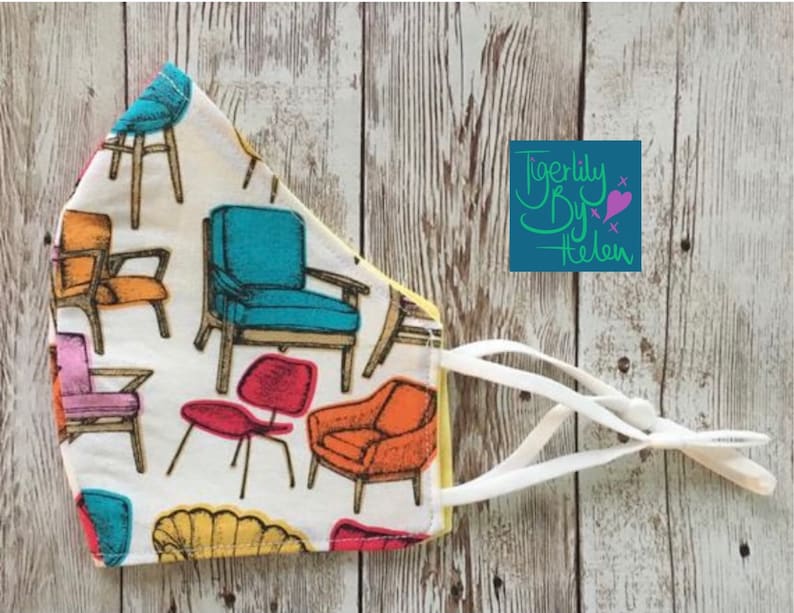 Retro Chairs Triple Layer Fabric Face Mask Etsy