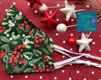 Christmas Berry Liberty Print Triple Layer Fabric Face Mask