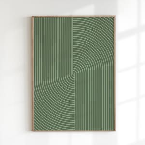 Kunst Poster, Olivgrün minimalistisch, Mid Century Modern, Neutral abstrakt druckbar, einfacher Liniendruck, Boho geometrisch, digitaler Download