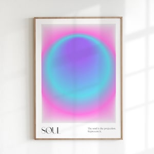 Soul Positive Aura Poster, Spiritual Gradient Aura Prints, Yoga Decor, Colorful Aura Poster, Fashion Wall Art, Digital Download